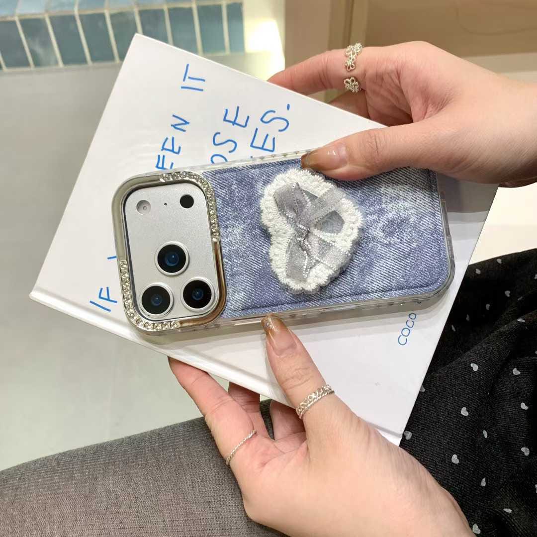 Coquette Denim Heart iPhone Case | Stylish Blue Phone Cover