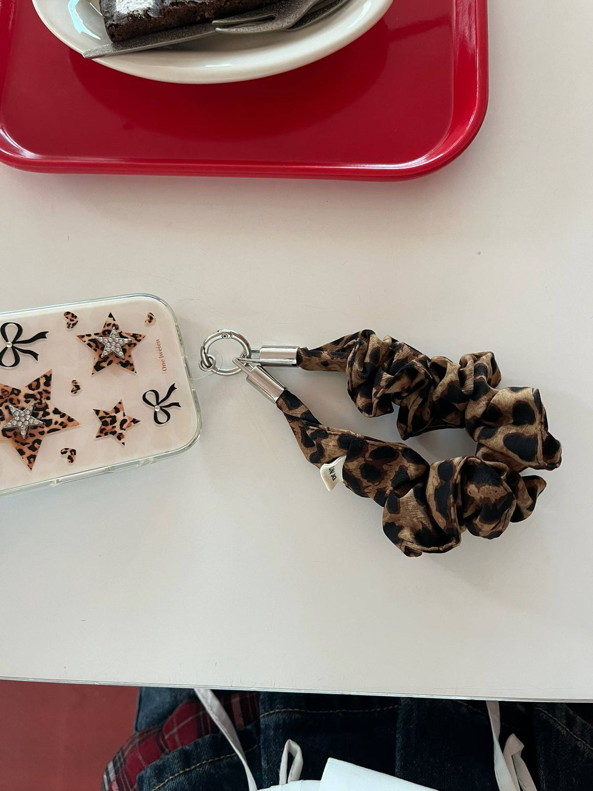 Leopard Bow Star iPhone Case with Wrist Strap – Cute Aesthetic Printed Phone Cover