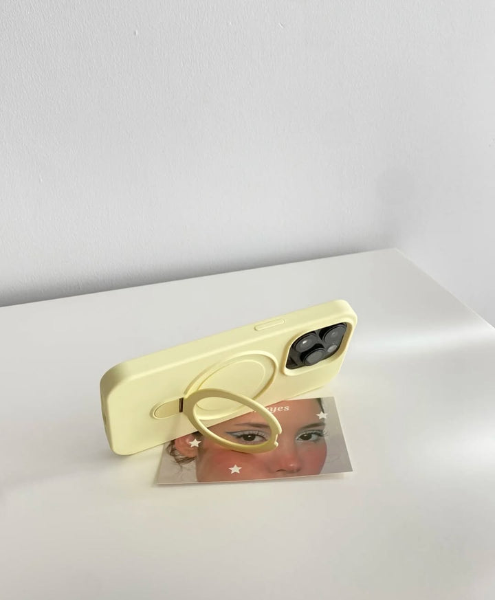 Stylish Yellow Phone Case with Rotating Ring Stand – Protective & Functional Design