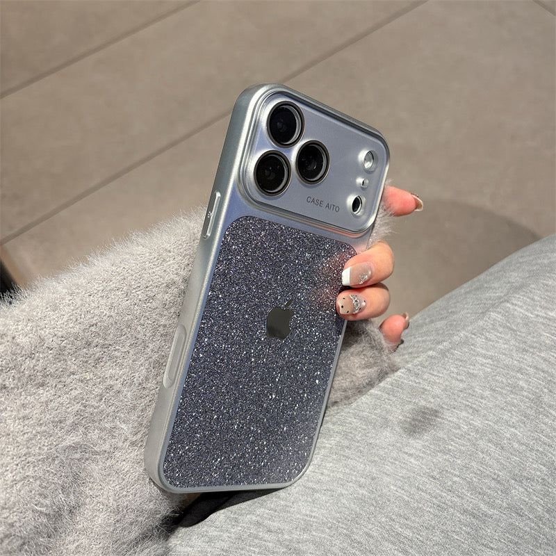 Sleek Silver Sparkle Case – Luxury Glitter Aesthetic iPhone Case