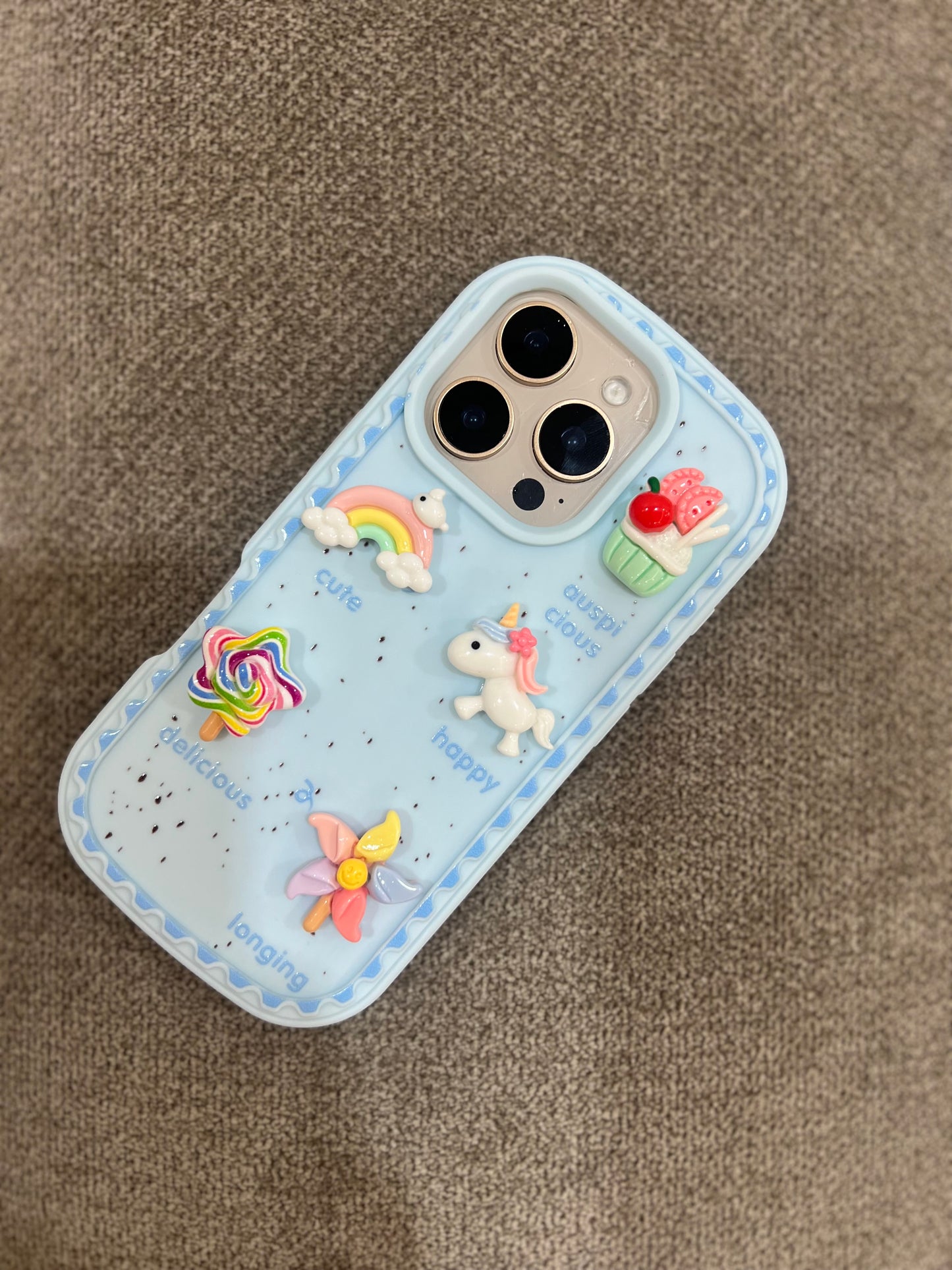 3D Kawaii Unicorn & Candy Phone Case – Cute Pastel Aesthetic Protective Cover