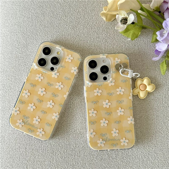 Yellow Daisy Charm iPhone Case – Cute Floral Protective Cover for Girls