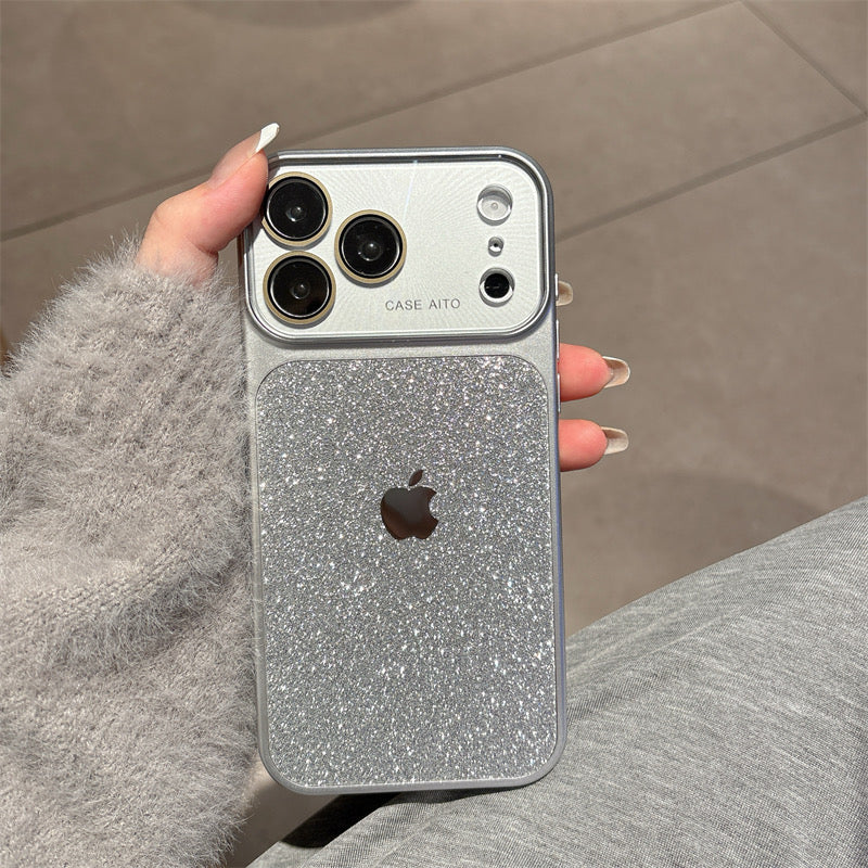 Luxury Silver Glitter iPhone Case – Sparkling Protective Cover with Lens Guard