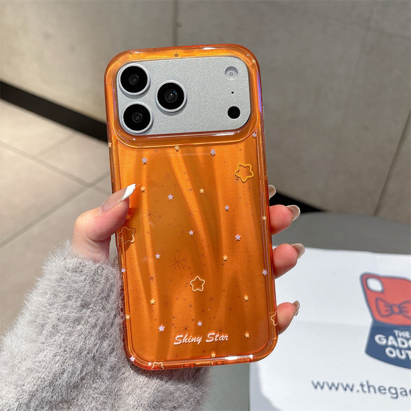 Orange Shiny Star Phone Case - Aesthetic Glitter iPhone Cover