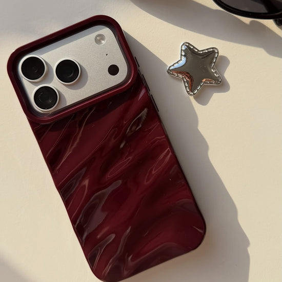 Ruby Wave iPhone Case – Glossy Dark Red Designer Phone Cover