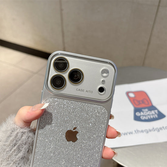 Luxury Silver Glitter iPhone Case – Sparkling Protective Cover with Lens Guard