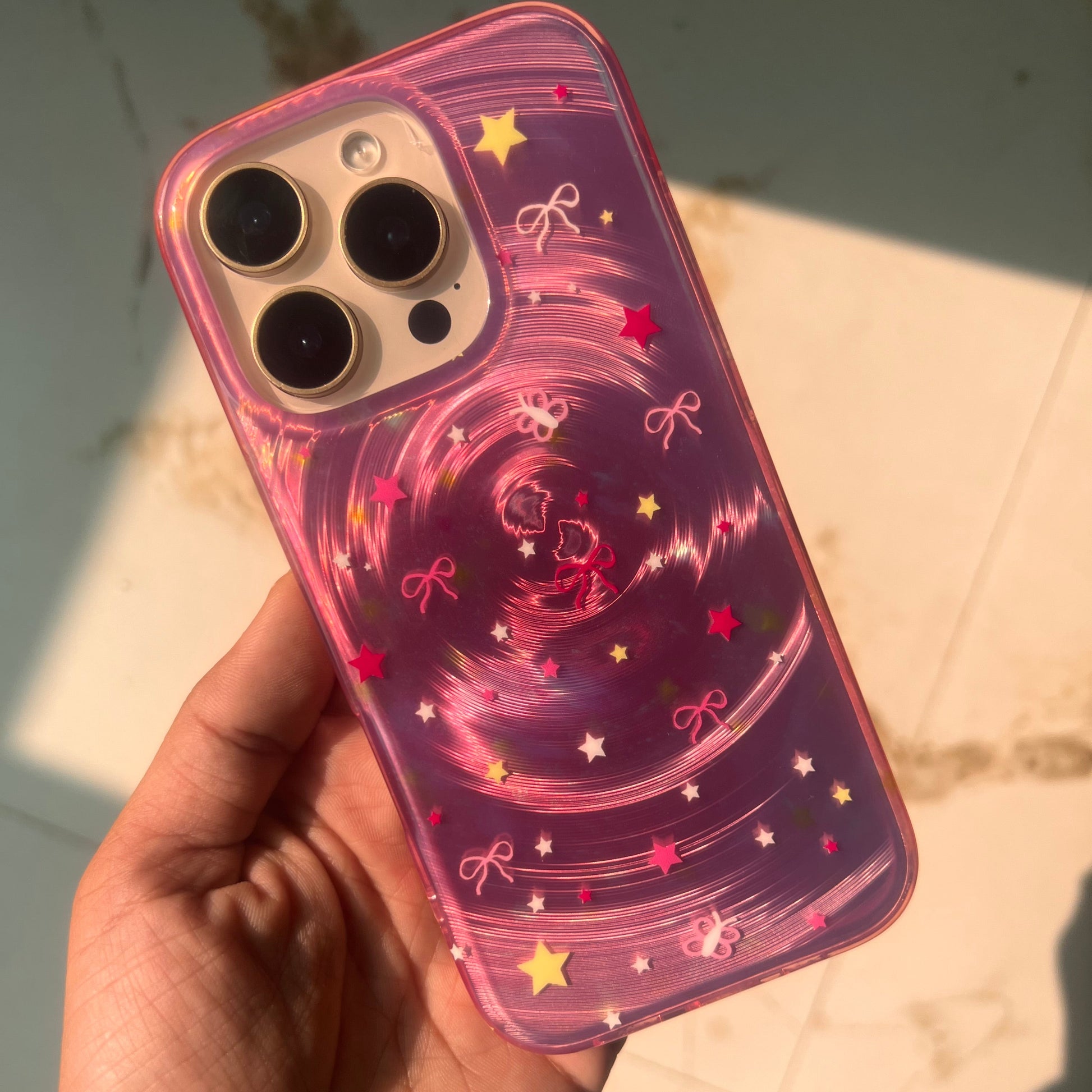 Cute Pink Galaxy Phone Case with Stars & Bows – Stylish Protective Cover