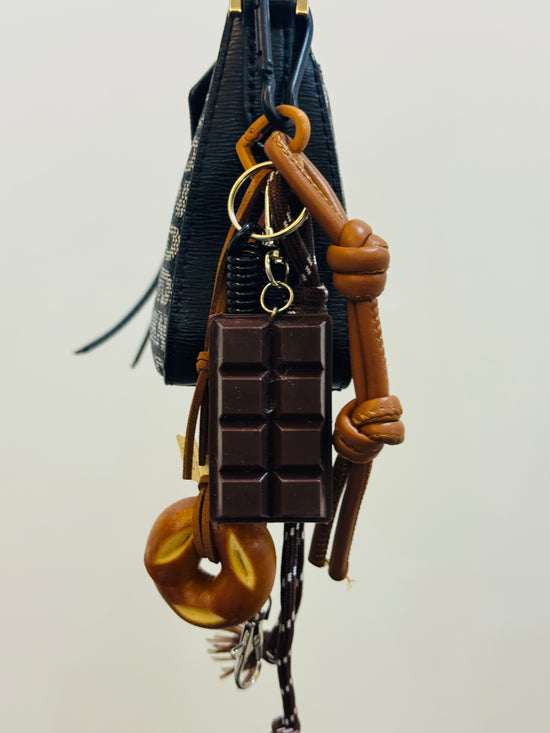 Adorable Wooden & Chocolate Bar Bag Charm—Perfect Gift for Style Lovers