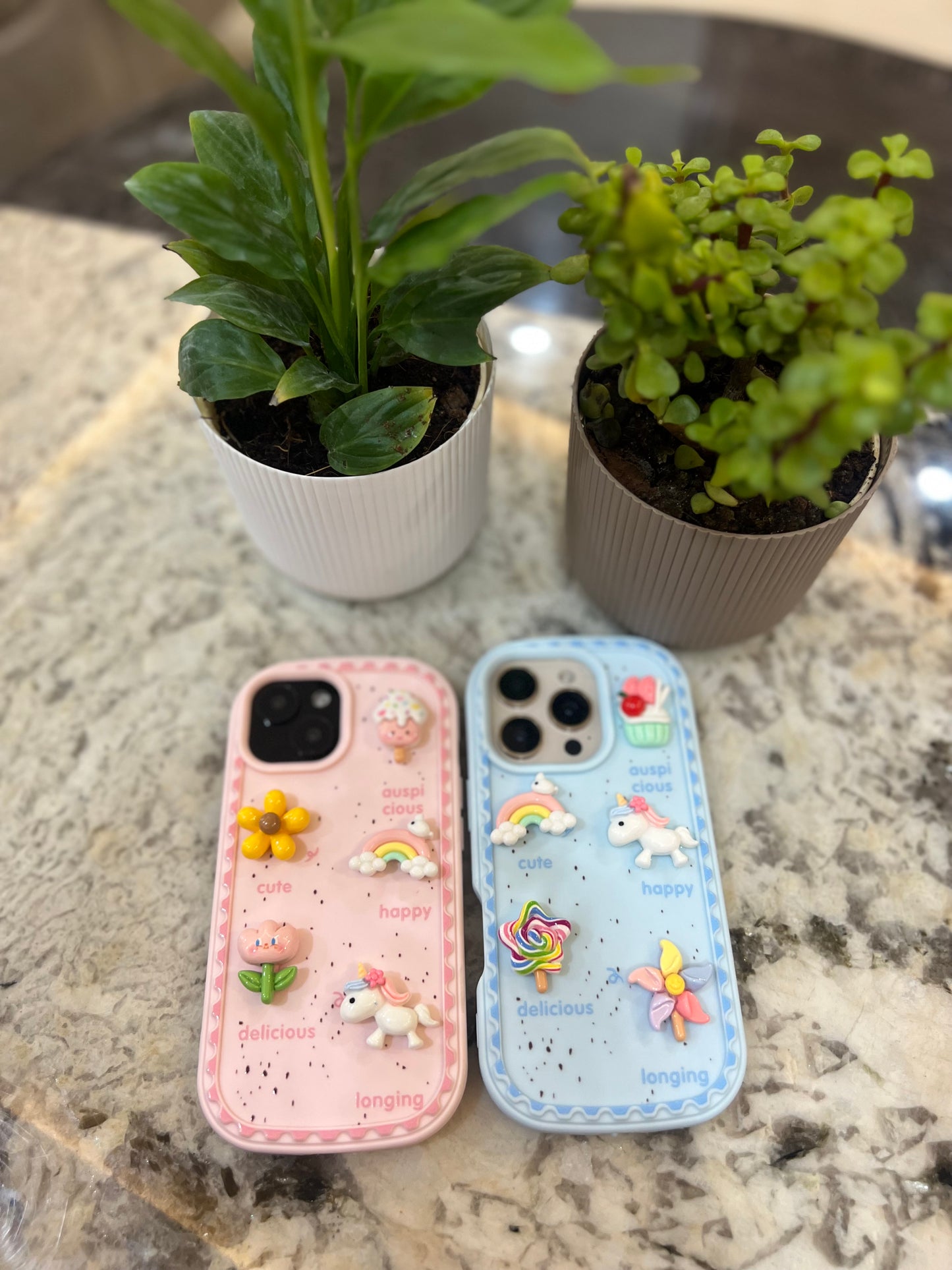3D Kawaii Unicorn & Candy Phone Case – Cute Pastel Aesthetic Protective Cover