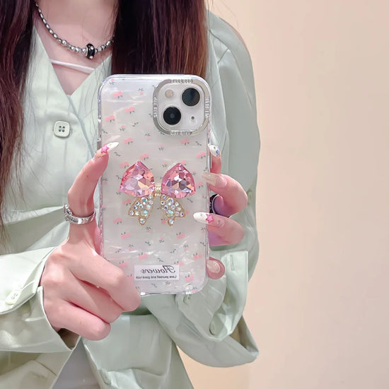 Flower Case Ribbon Stone Pendant With Camera Ring