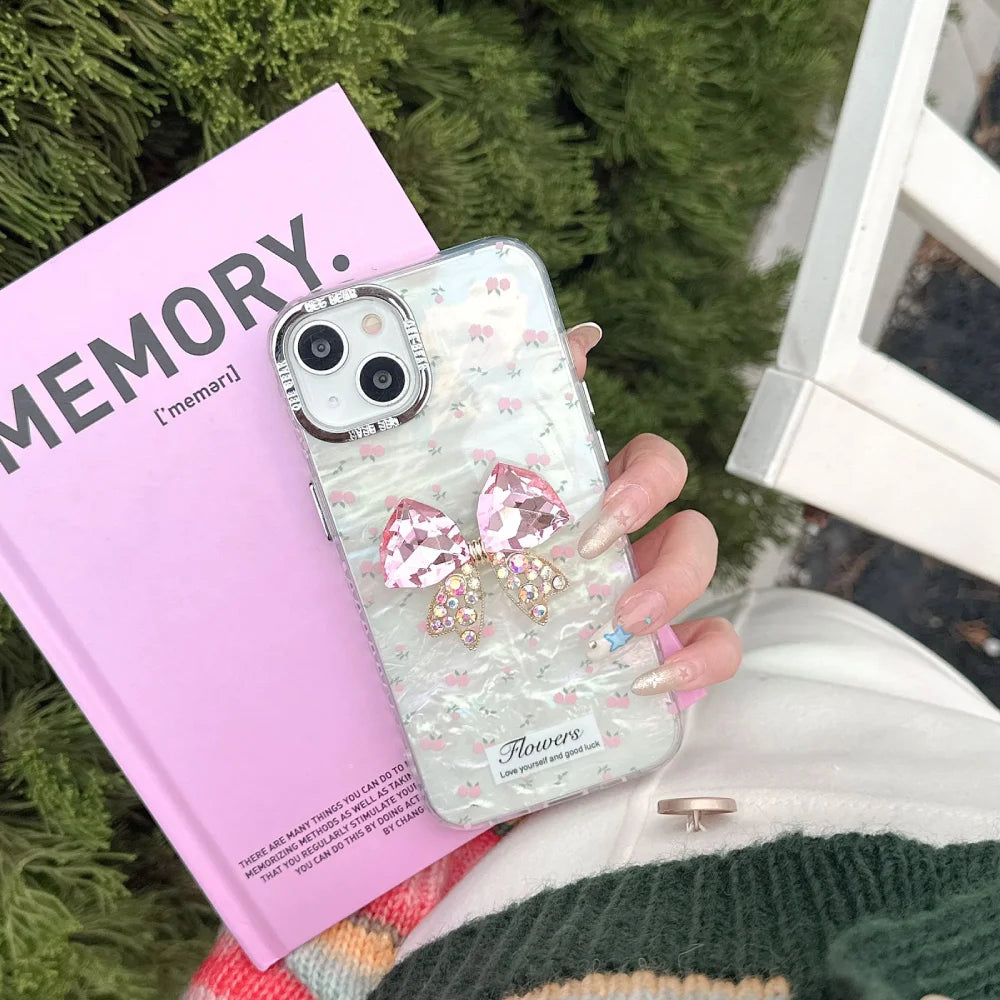Flower Case Ribbon Stone Pendant With Camera Ring