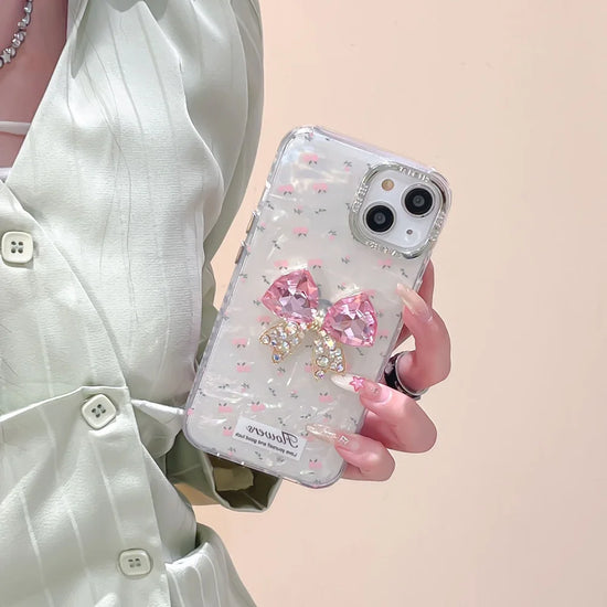 Flower Case Ribbon Stone Pendant With Camera Ring