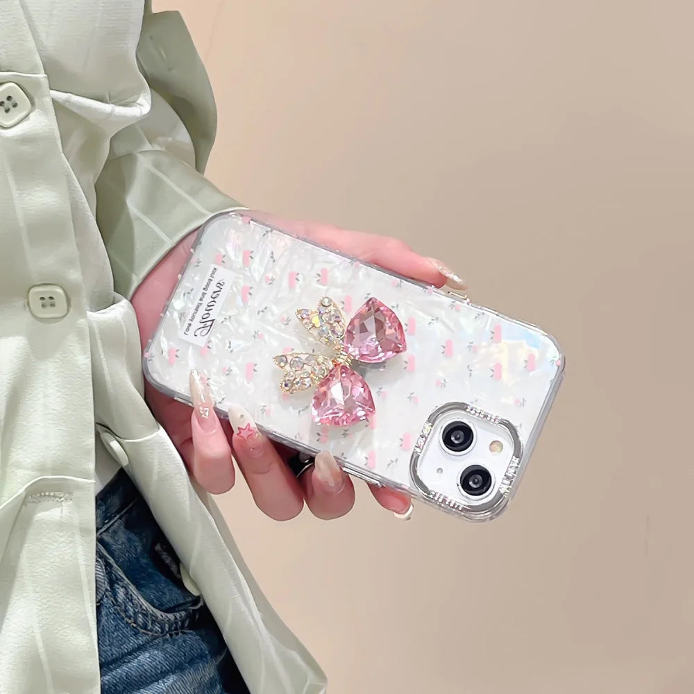 Flower Case Ribbon Stone Pendant With Camera Ring