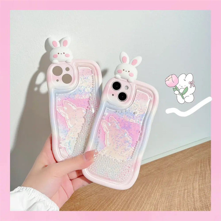 Iphone Glitter Balls Falling Kitty Case