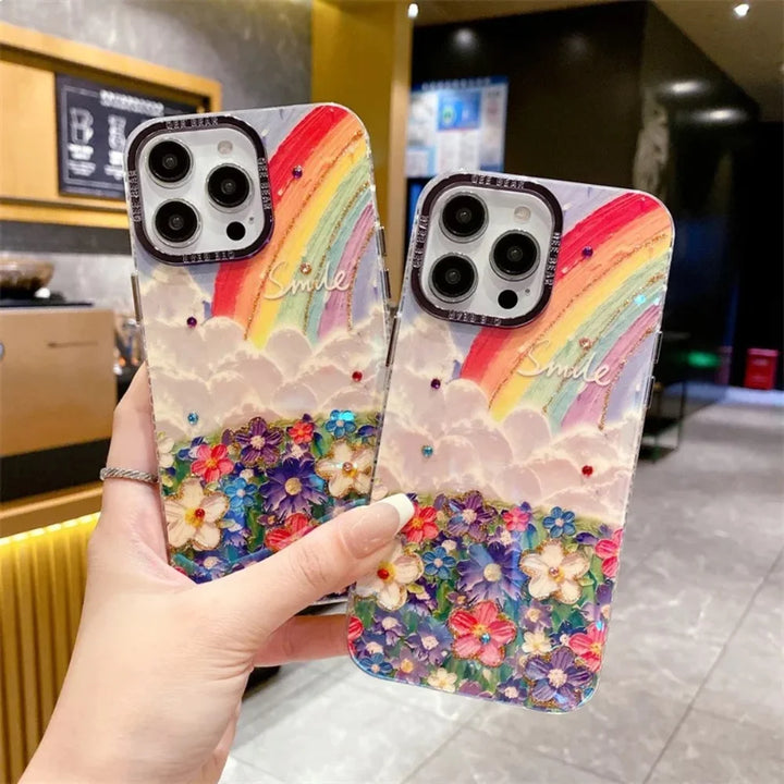 Holographic Rainbow Flower Case