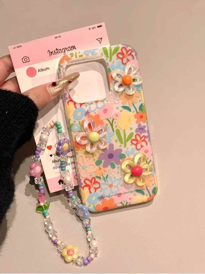 Bloom Pop Floral Case with Beaded Strap
