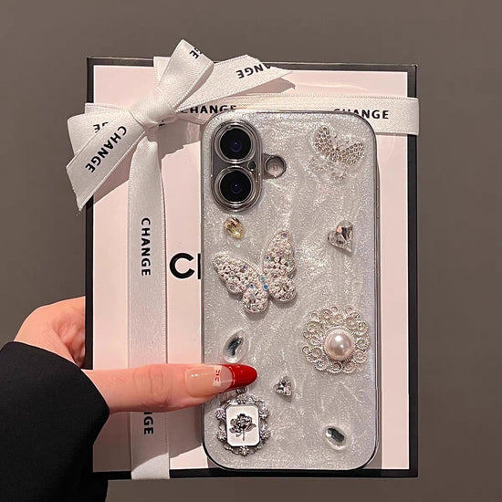 Elegant Pearl & Butterfly Glam Case