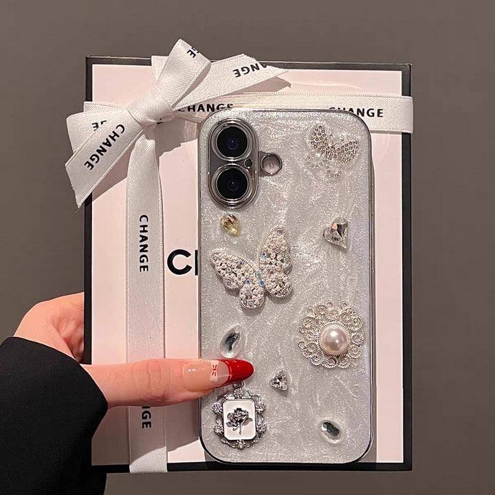 Elegant Pearl & Butterfly Glam Case