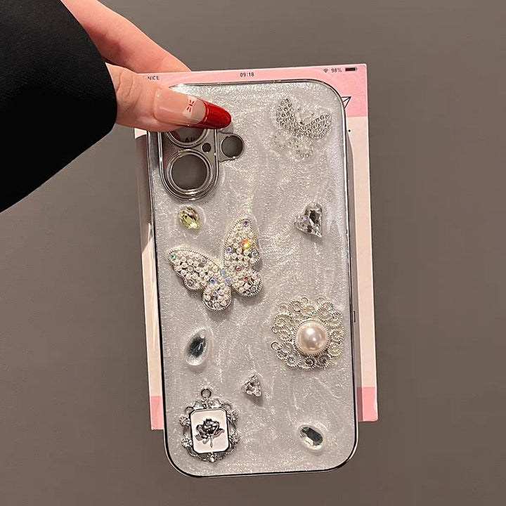 Elegant Pearl & Butterfly Glam Case