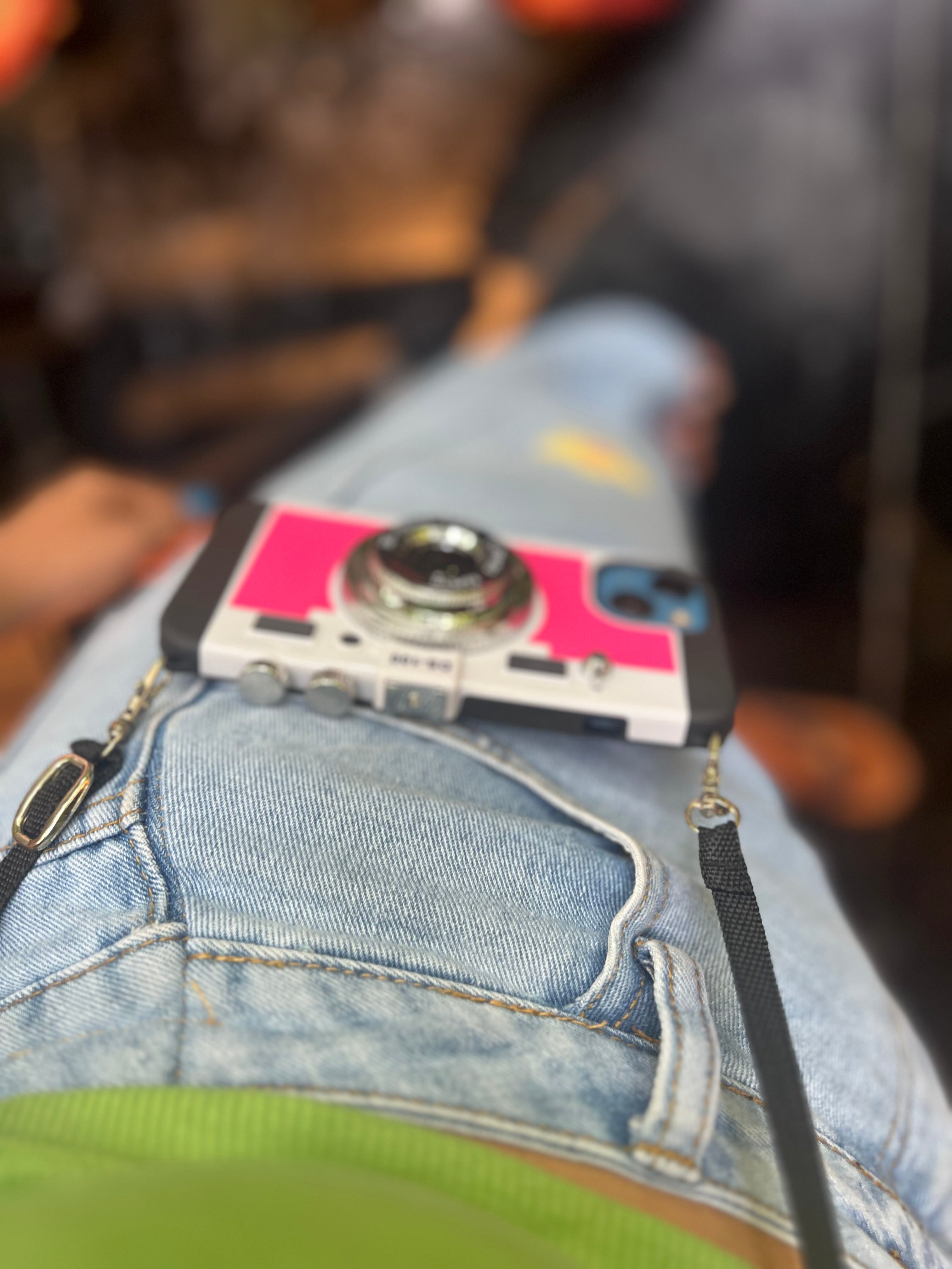 Retro Camera Design Phone Case with Lanyard Strap