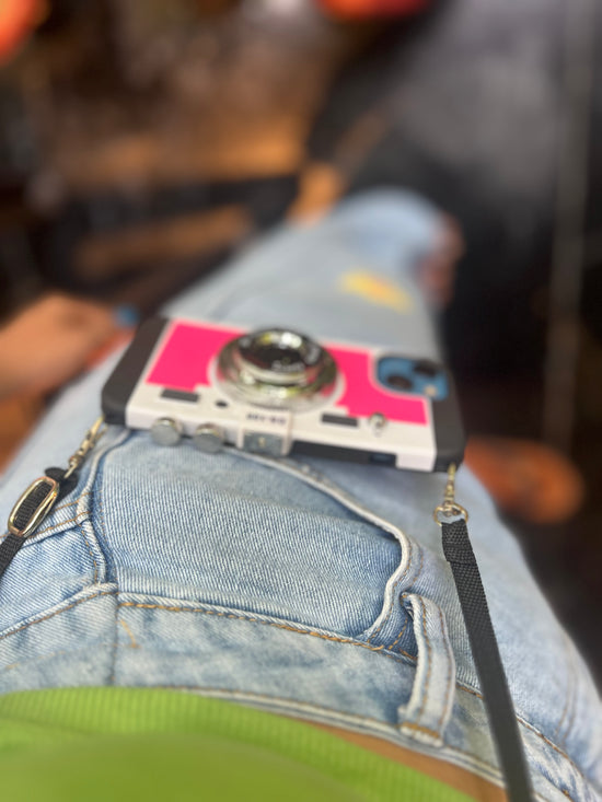 Retro Camera Design Phone Case with Lanyard Strap
