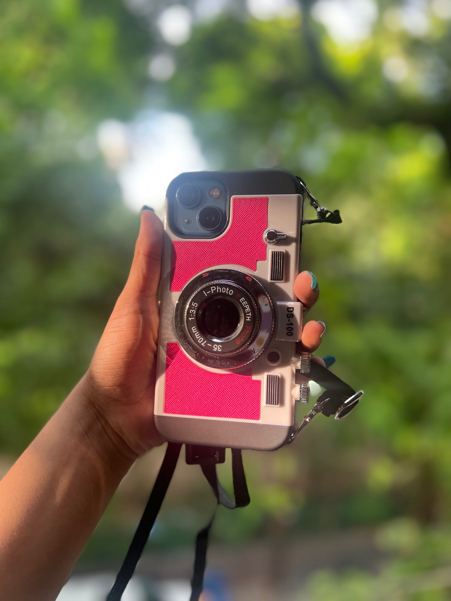 Retro Camera Design Phone Case with Lanyard Strap
