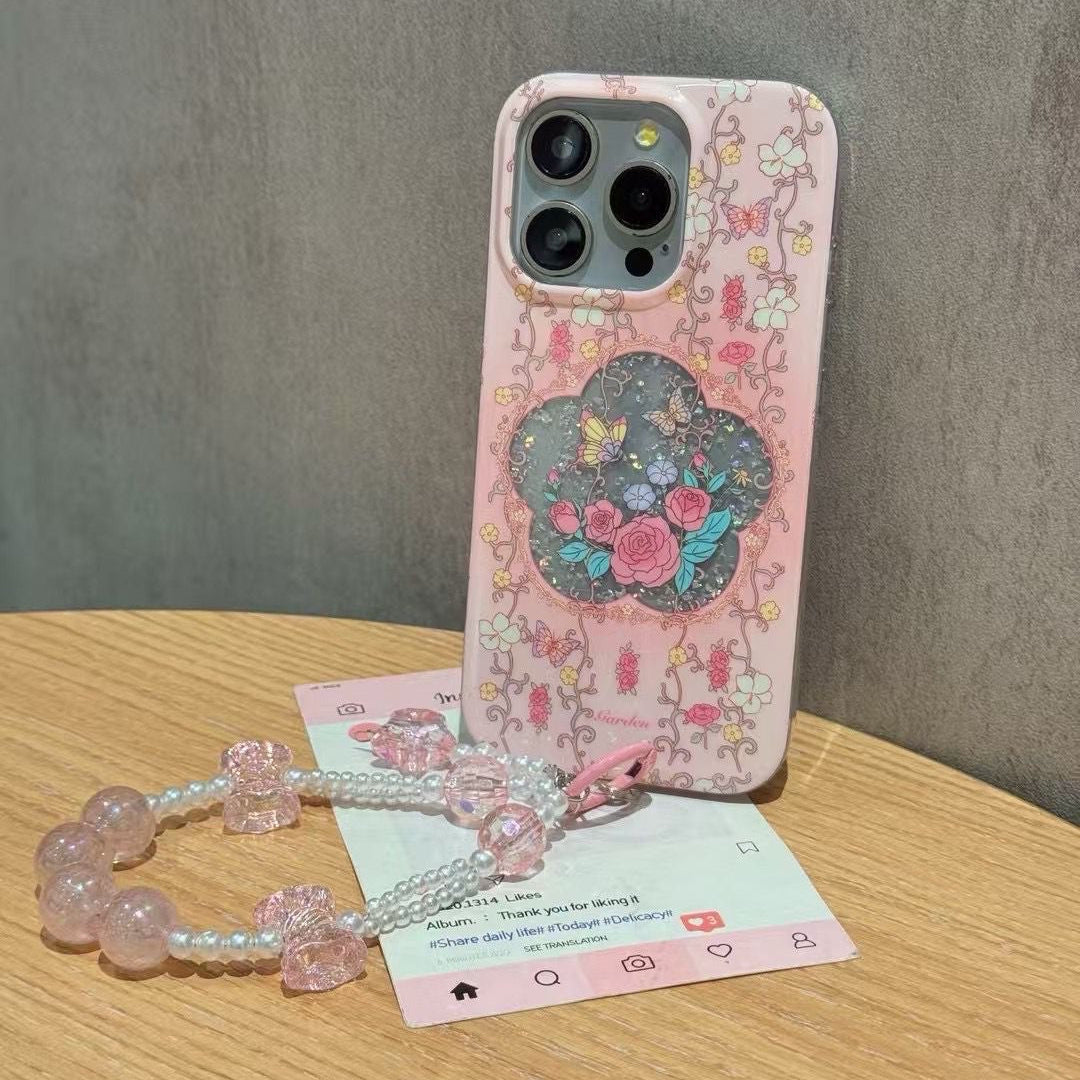 Blush Garden Bloom Case with Beaded Charm 🌸✨