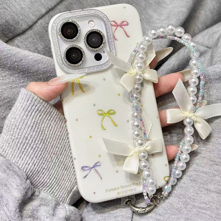 🎀 Elegant Bow Pearl Charm Phone Case – Stylish & Protective