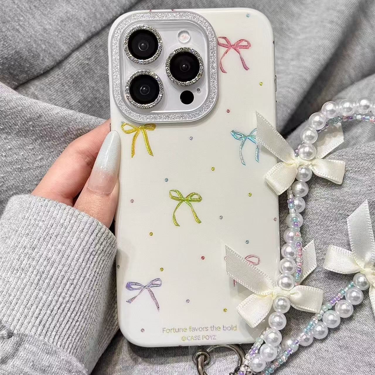 🎀 Elegant Bow Pearl Charm Phone Case – Stylish & Protective
