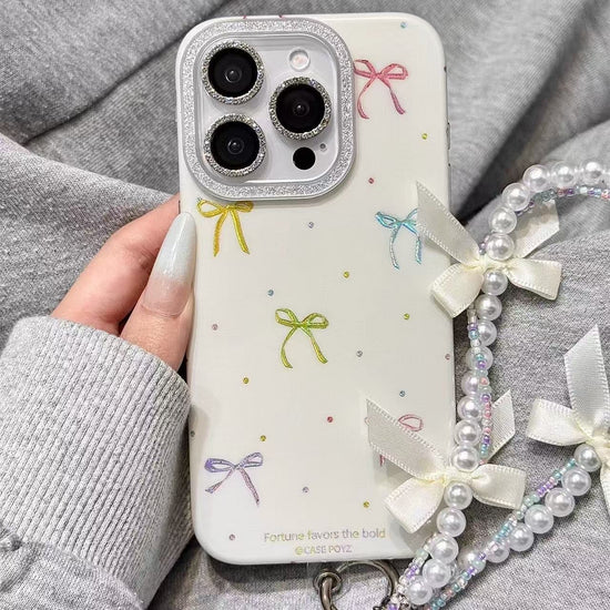 🎀 Elegant Bow Pearl Charm Phone Case – Stylish & Protective