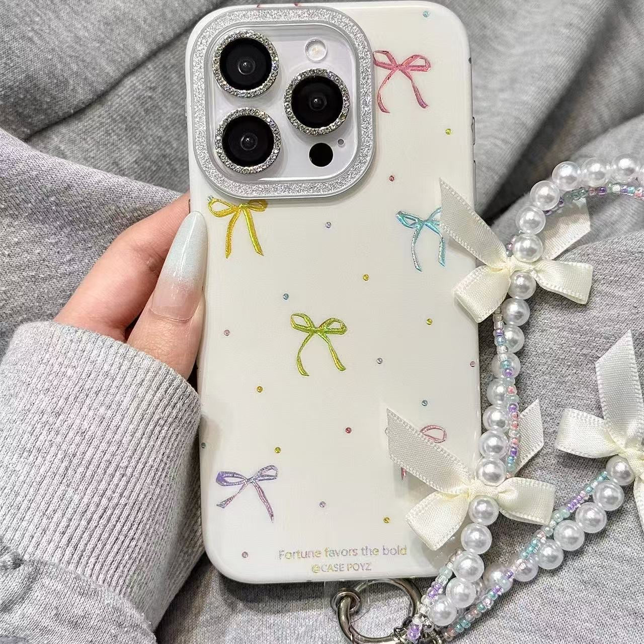 🎀 Elegant Bow Pearl Charm Phone Case – Stylish & Protective