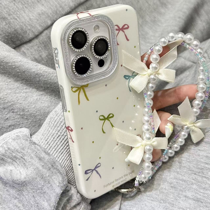 🎀 Elegant Bow Pearl Charm Phone Case – Stylish & Protective