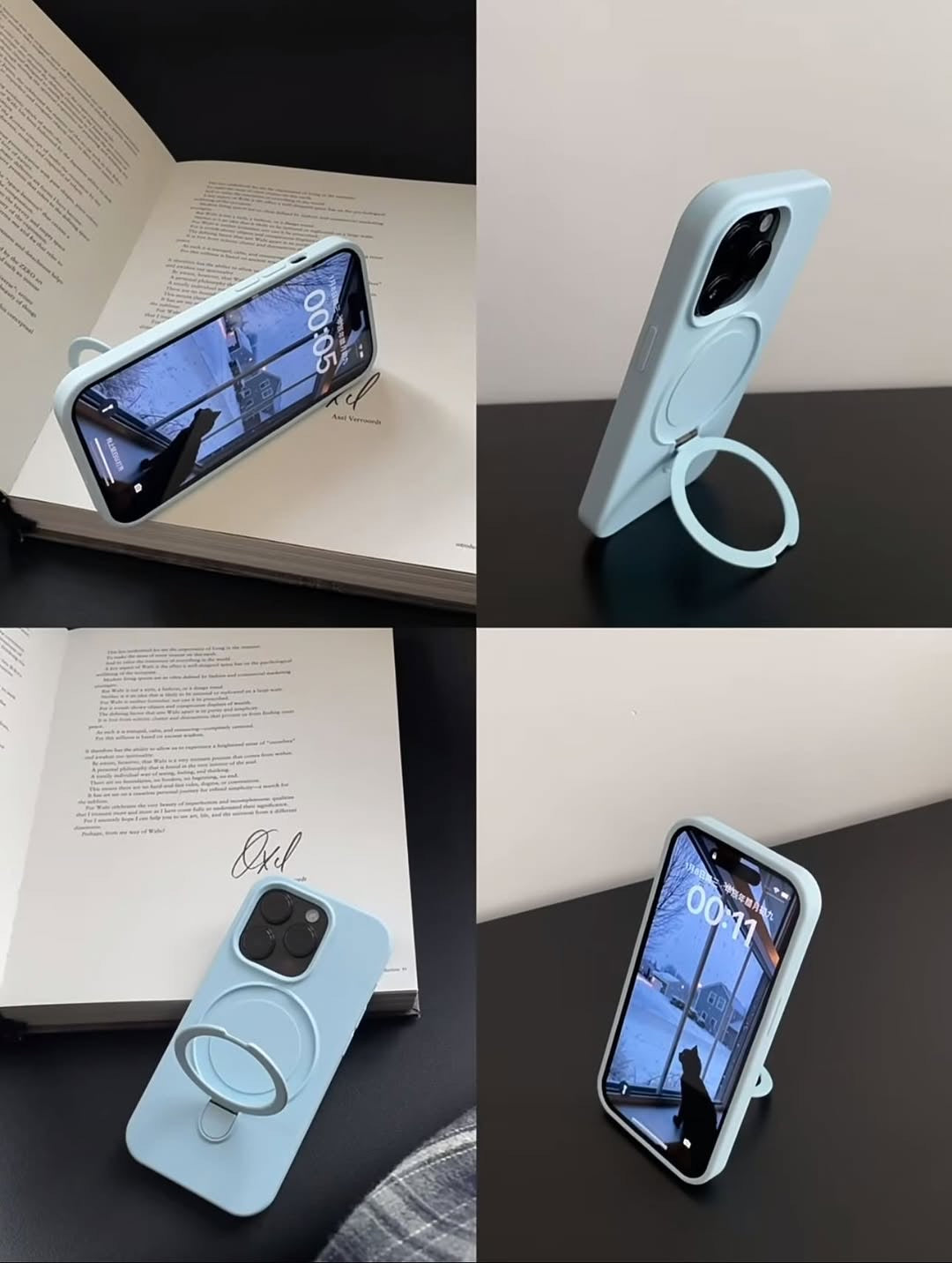💎 Minimalist MagSafe Kickstand Phone Case – Sky Blue