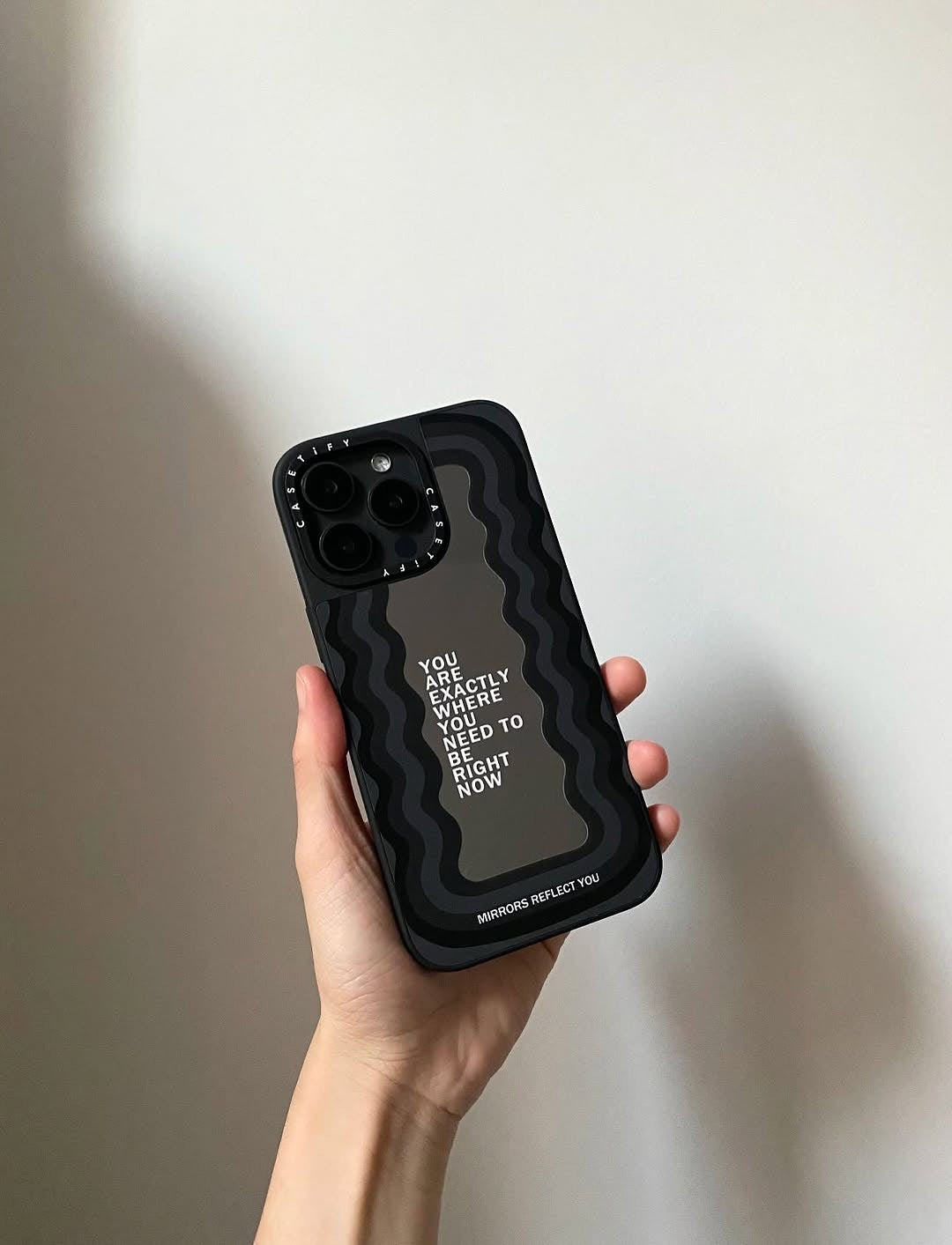 Minimalist Black & Beige Wave Pattern Phone Case – Inspirational Quote Design
