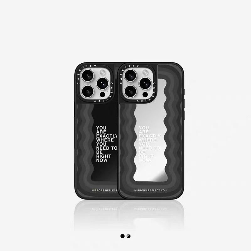 Minimalist Black & Beige Wave Pattern Phone Case – Inspirational Quote Design