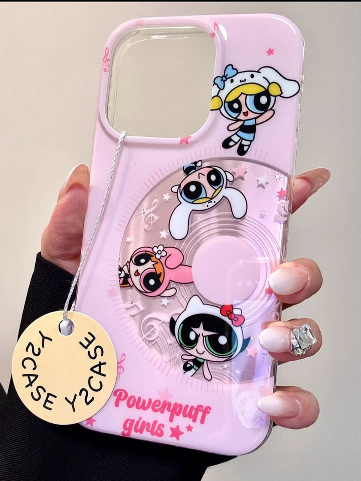 Powerpuff Girls Pink Phone Case with Beaded Strap – Cute & Protective iPhone Cover