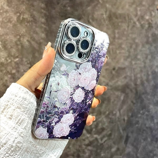 Elegant Floral iPhone Case with Hand Strap Chain – Shockproof, Stylish & Protective Cover