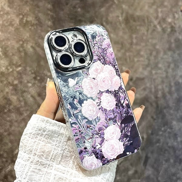 Elegant Floral iPhone Case with Hand Strap Chain – Shockproof, Stylish & Protective Cover