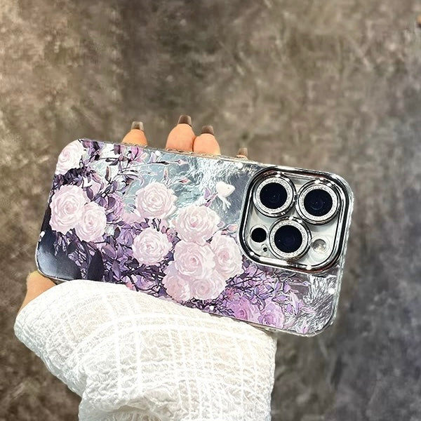 Elegant Floral iPhone Case with Hand Strap Chain – Shockproof, Stylish & Protective Cover
