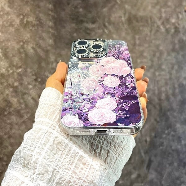 Elegant Floral iPhone Case with Hand Strap Chain – Shockproof, Stylish & Protective Cover