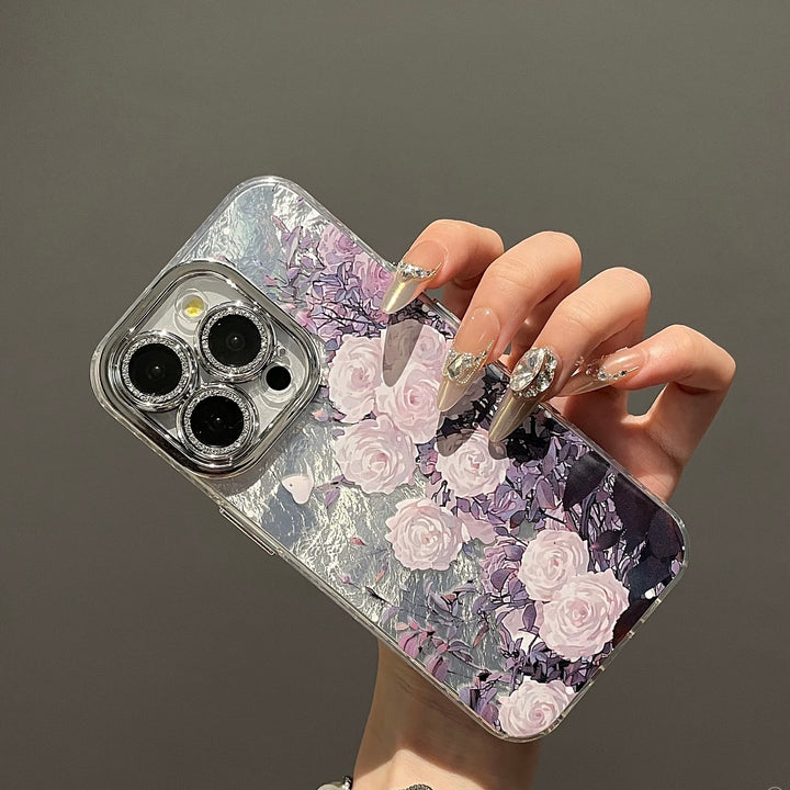 Elegant Floral iPhone Case with Hand Strap Chain – Shockproof, Stylish & Protective Cover