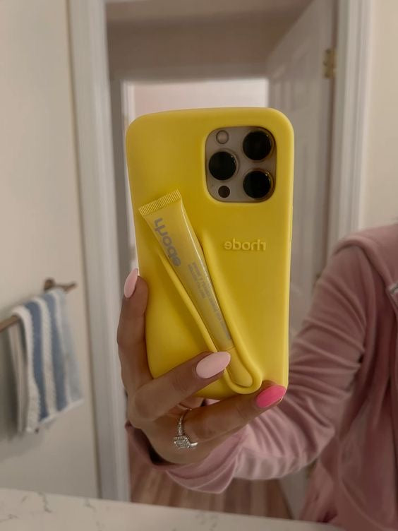 Yellow iPhone Case with Lip Tint & Box – Stylish & Practical
