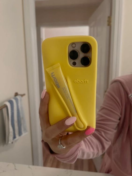 Yellow iPhone Case with Lip Tint & Box – Stylish & Practical