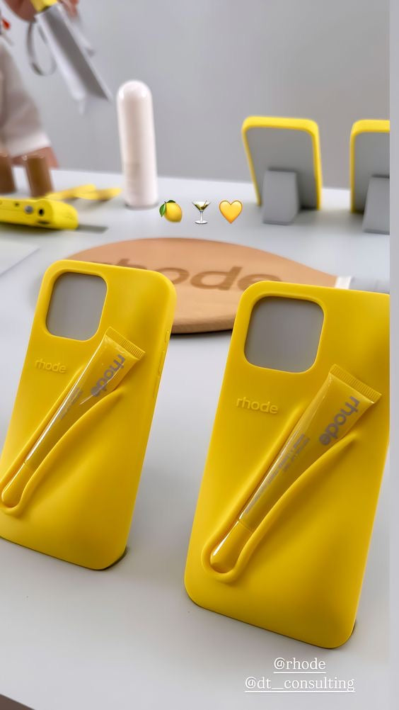 Yellow iPhone Case with Lip Tint & Box – Stylish & Practical