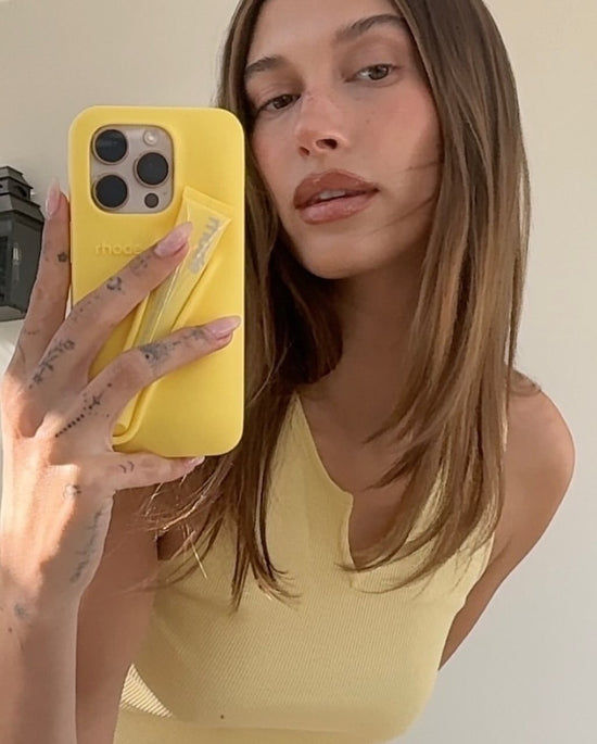 Yellow iPhone Case with Lip Tint & Box – Stylish & Practical