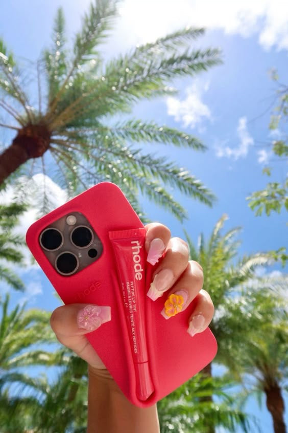 Hot Pink iPhone Case with Lip Tint & Gift Box – Stylish & Functional Set