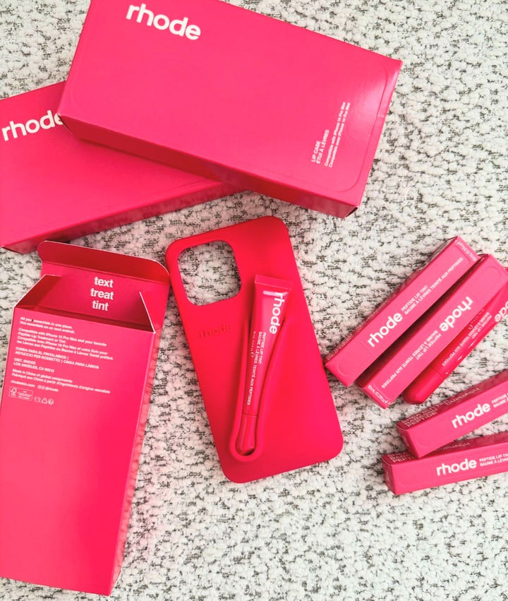 Hot Pink iPhone Case with Lip Tint & Gift Box – Stylish & Functional Set