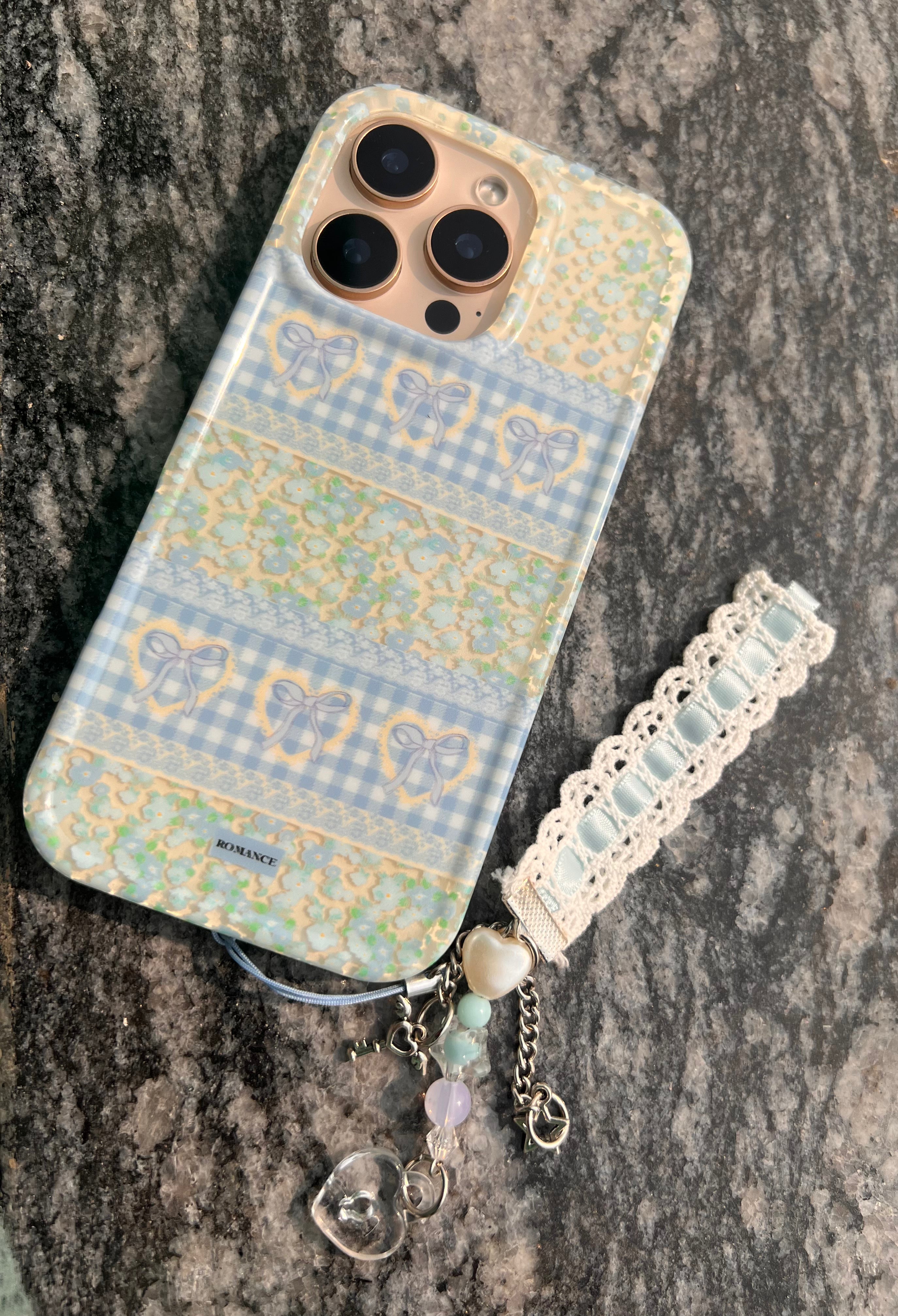 Pastel Bow & Floral Aesthetic iPhone Case With Charm Strap