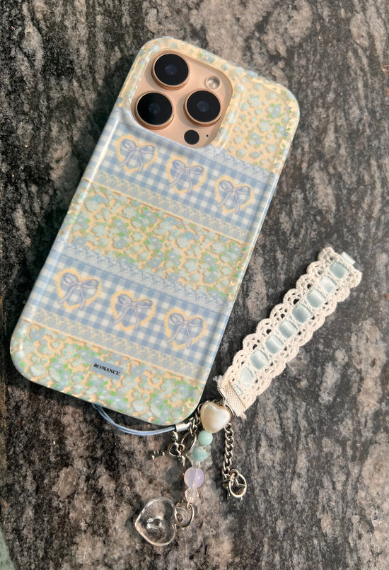 Pastel Bow & Floral Aesthetic iPhone Case With Charm Strap