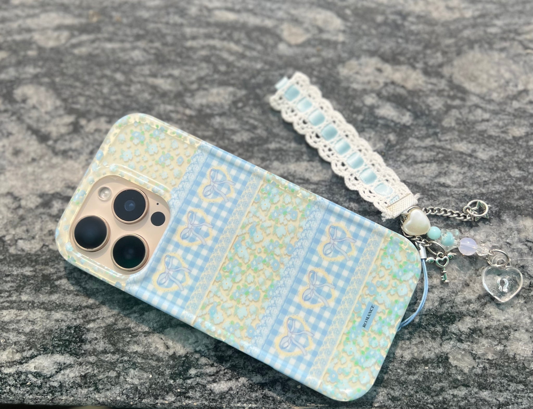 Pastel Bow & Floral Aesthetic iPhone Case With Charm Strap